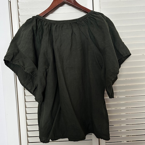 green blouse 100% linen size sx/m - Picture 3 of 3